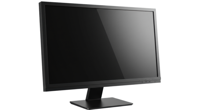 Isolated Black Computer Monitor on Stand