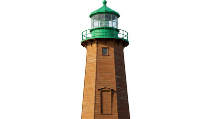 Isolated Wood Lighthouse Building with Green Top