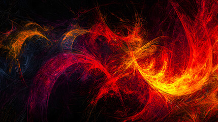 Abstract fiery swirling patterns in vibrant red and yellow hues