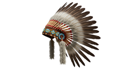 Isolated Native American Headdress with Feathers