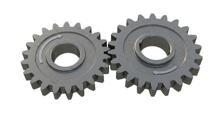 Isolated Interlocking Metal Gears with Directional Arrows