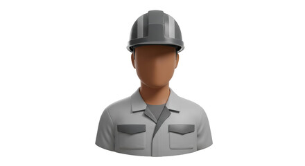 Isolated Anonymous Construction Worker with Gray Hard Hat
