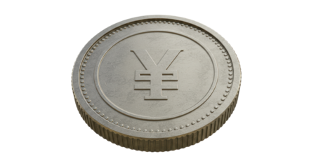 Isolated Metallic Yen Coin Currency Symbol
