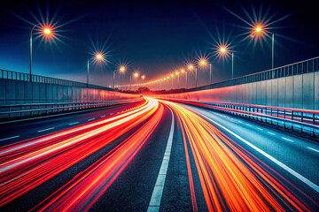 Night Highway Speed Light Trails Cityscape Urban Road scape