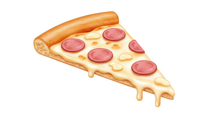 Isolated Slice of Pizza with Melted Cheese