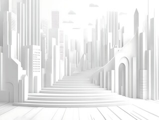 Fototapeta premium White City Steps with Abstract Architecture.