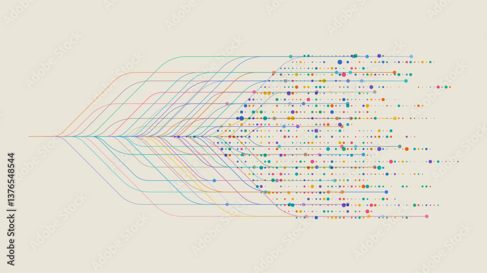 Poster Big data visualization. Social network, financial analysis of complex databases. Data mining. Vector technology background. Information analytics concept.