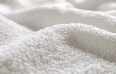 Close-up of Soft White Towel Texture Showing Absorbent Fibers