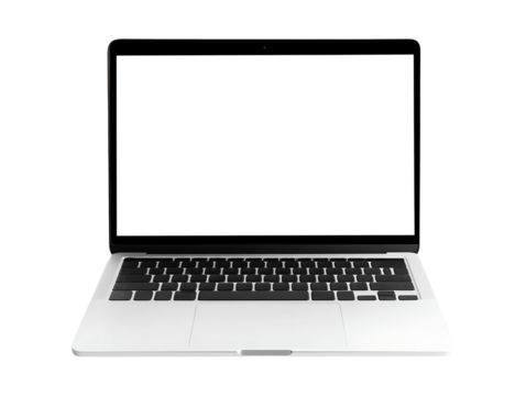 Laptop with empty screen isolated on transparent background - Powered by Adobe