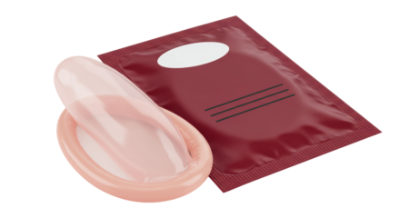 Isolated Opened Condom Protective Barrier Sexual Health