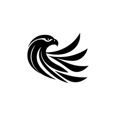 Eagle tattoo design black and white vector silhouette symbol with wings flying