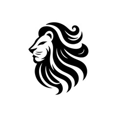 Silhouettes of a horse and lion heads in tribal style with nature and wild elements
