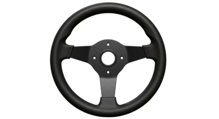 Isolated Black Steering Wheel with Metallic Center