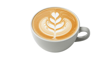 Isolated Latte Art Coffee in White Ceramic Cup