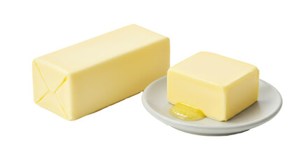 Isolated Dairy Delight Two Blocks of Fresh Butter