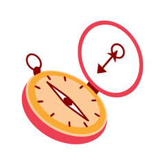 Open compass with arrow and cover in flat colorful style, AI Generation