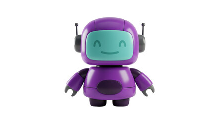 Fototapeta premium Isolated Cheerful Purple Toy Robot Character with Antennae for Technology and Play
