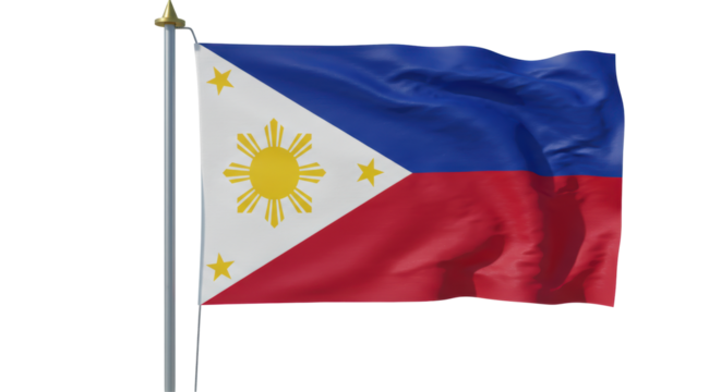 Isolated Flag of Philippines on Pole Official Symbol