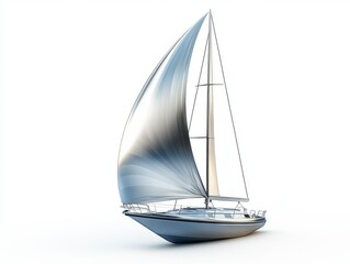 Silver Sailboat on White Background