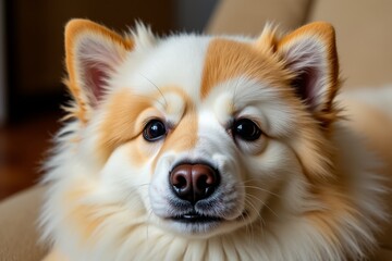 Obraz premium A close up of a dog's face on a couch