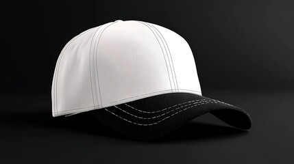 White  Black Baseball Cap Mockup.