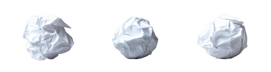 Crumpled paper balls collection on black backdrop