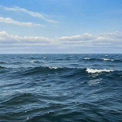 Fototapeta premium Clear Sky Over Calm Ocean Horizon