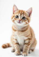 Obraz premium A small orange and white kitten sitting on a white surface