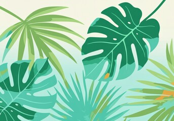 Vibrant tropical leaves creating a lush, green background design