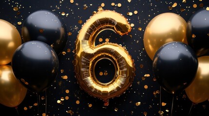 Birthday balloons gold and dark