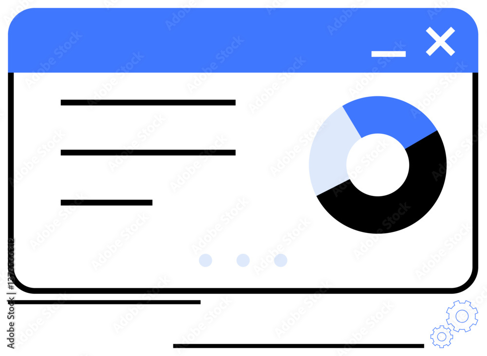 Poster dashboard interface with a circular pie chart and text list panels for data visualization and analys