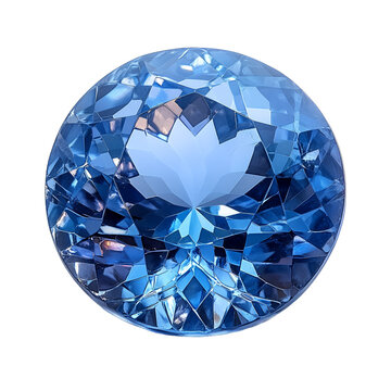 Sparkling Blue Topaz Gemstone Round Cut Facets Jewelry Precious Stone Luxury Brilliant Gem Mineral