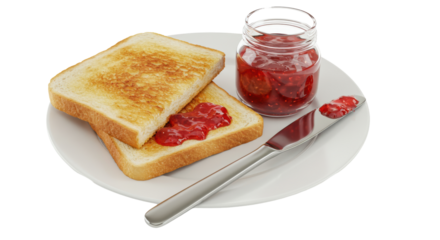 Isolated Toasted Bread With Jam