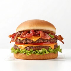 Classic Bacon Cheeseburger on a Plate