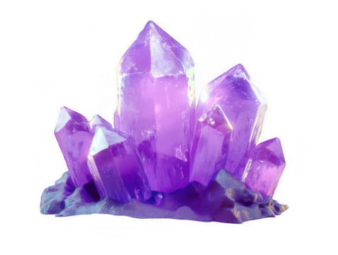 Purple game crystal gemstone isolated on white background