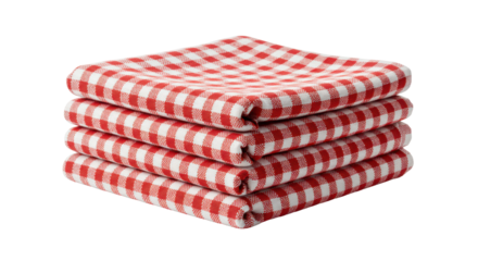 Isolated Stack of Red Checkered Napkins