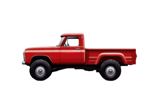 Cool red pickup truck isolated on transparent background digital AI art