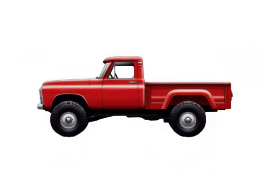 Cool red pickup truck isolated on transparent background digital AI art