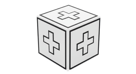 Isolated Medical Cross Symbol Cube