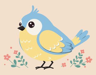 Adorable Bird Floral Spring Artwork