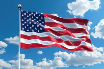 Obraz premium Nebraska State Flag in Motion Against a Dynamic Cloudy Sky - 3D Illustration