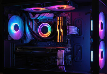 RGB gaming PC with vibrant lighting and sleek design for tech enthusiasts