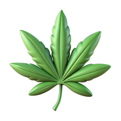 Green cannabis leaf 3d illustration isolated on the transparent background