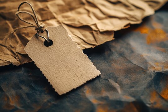 Imperfect Label: Damaged Items on a Worn Parcel Tag with Rustic Paper Background