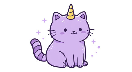 Isolated Cartoon Unicorn Cat