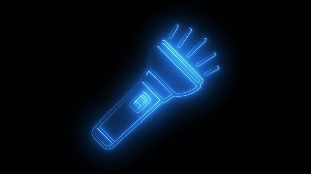 Torchlight icon animation with a glowing neon line on a black background.