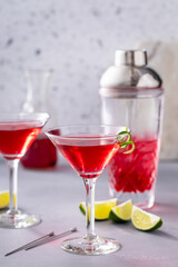 Cosmopolitan cocktail in traditional glasses