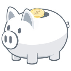 Fototapeta premium a piggy bank, with simple details, on a white background, 