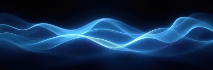 Abstract Blue Waveforms on Dark Backdrop