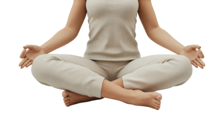 Isolated Woman in Yoga Lotus Position